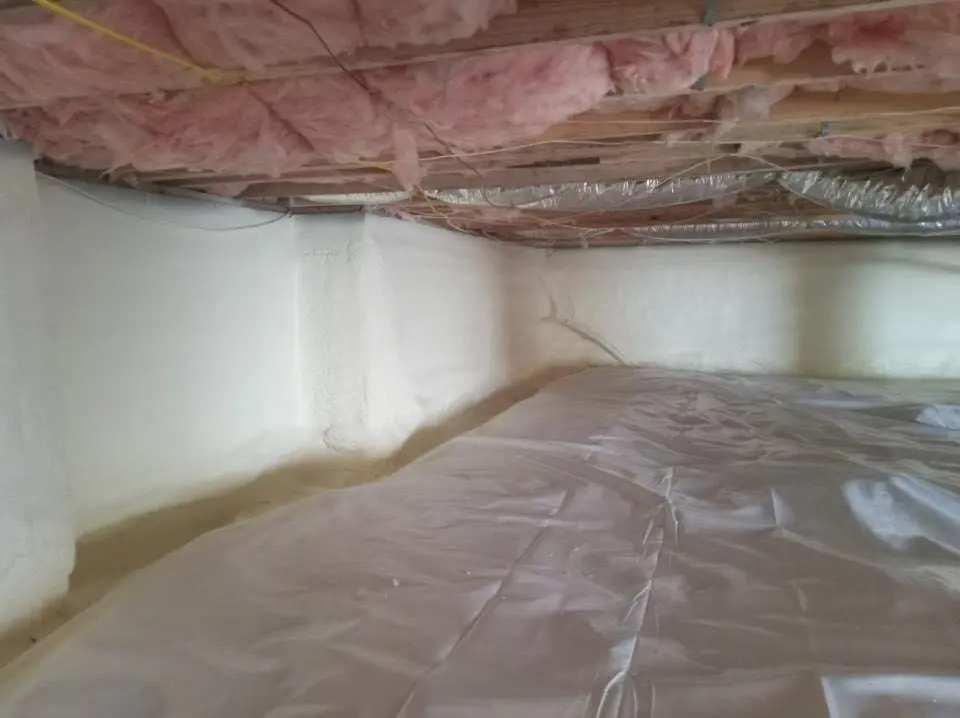Crawl space encapsulation with closed-cell spray foam for Storm Damage Roof Repair in Glenwood